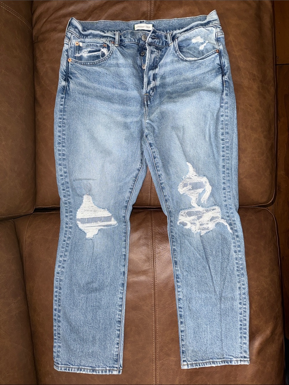AE77 Straight Crop 14 ripped jeans